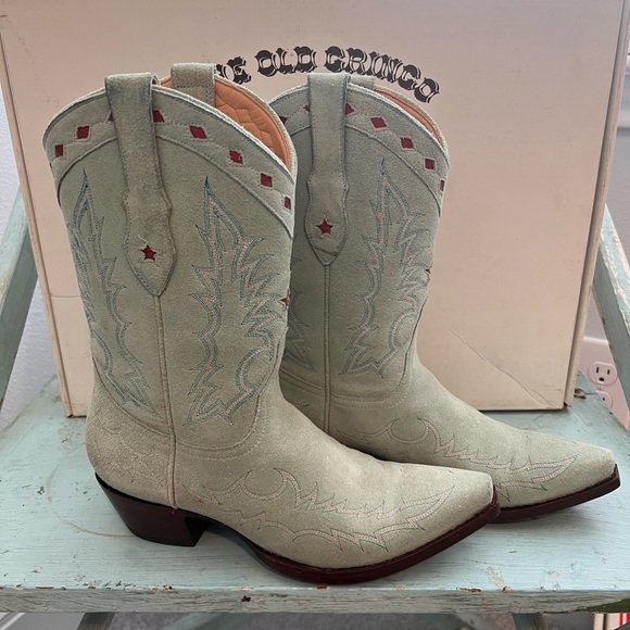 VINTAGE OLD GRINGO Women’s Western Boots in Pastel Green Suede - Picture 1 of 12